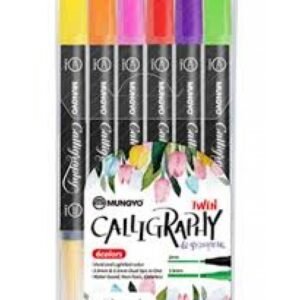 Mungyo Water Based Calligraphy Pen Twin Double Sided 6 Basic Colors